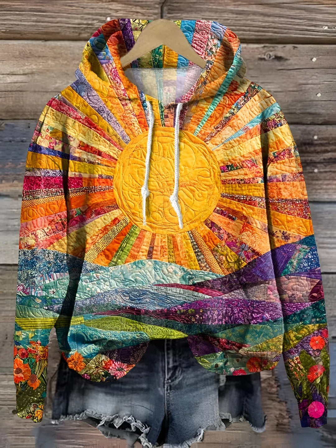 Judith- Bluza z kapturem z pejzażem wschodu słońca