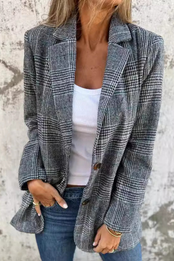 Tamara | Retro-Hahnentrittowy blazer casualowy z klapami