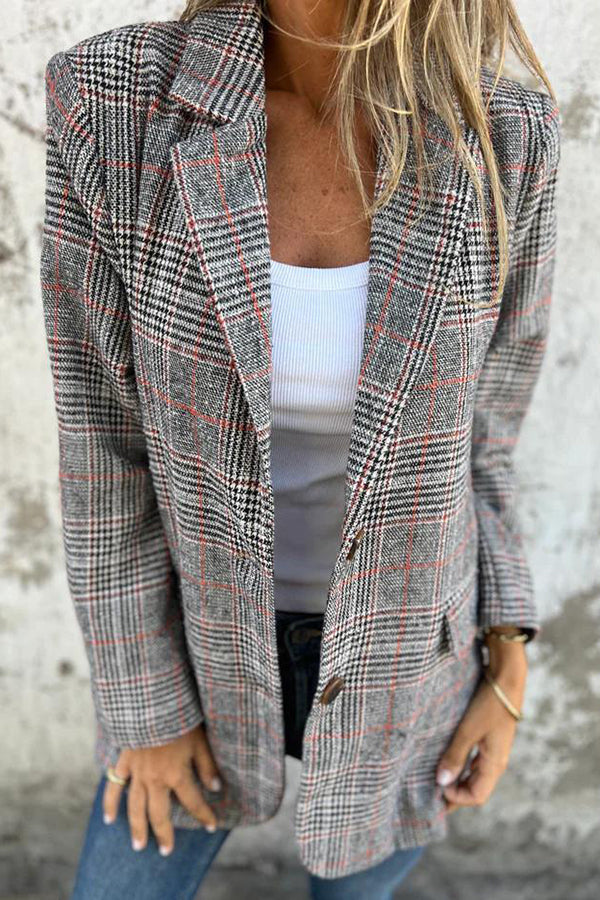 Tamara | Retro-Hahnentrittowy blazer casualowy z klapami