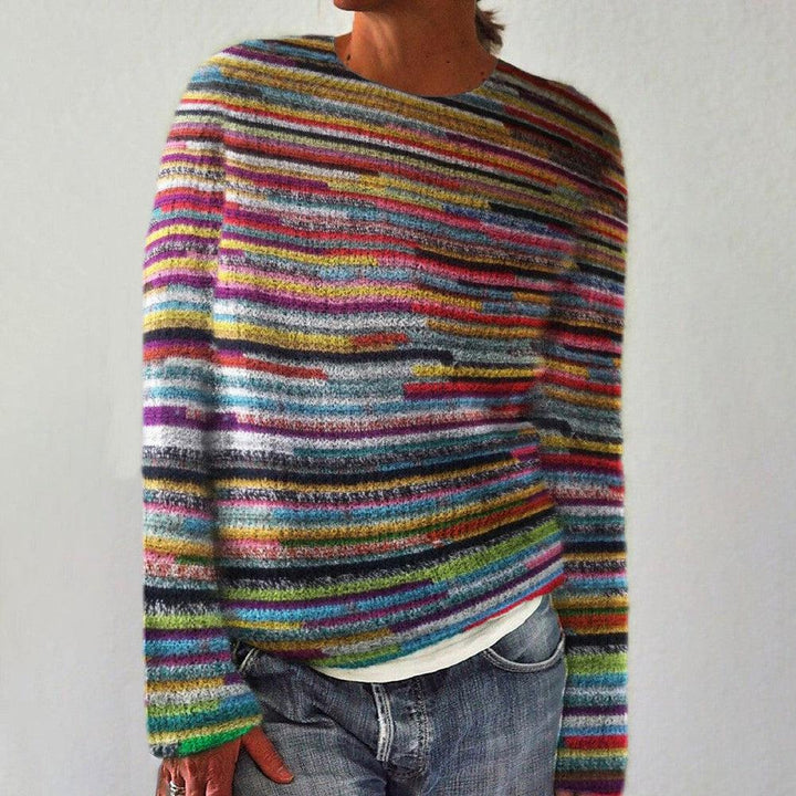 Lima | Unikalny Sweter w Paski z Długim Rękawem