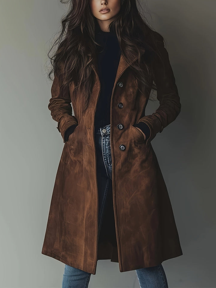 Keziah – Elegancki płaszcz vintage z klapami i guzikami
