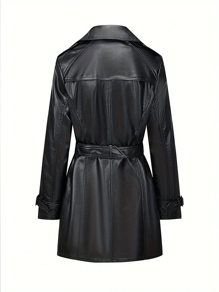 Faye – Elegancki damski wegański płaszcz trench z paskiem