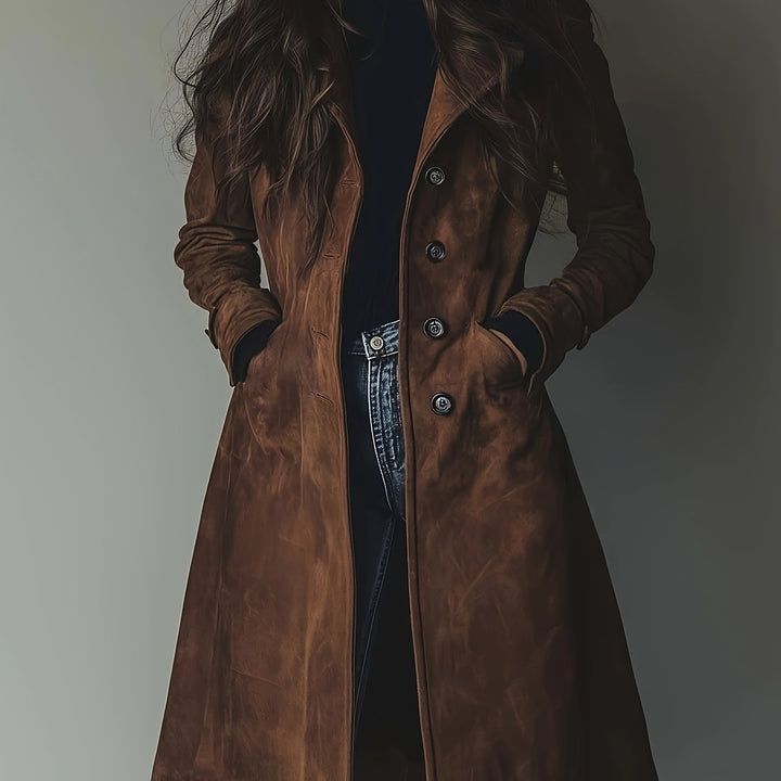 Keziah – Elegancki płaszcz vintage z klapami i guzikami