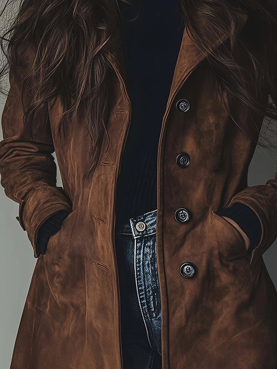 Keziah – Elegancki płaszcz vintage z klapami i guzikami