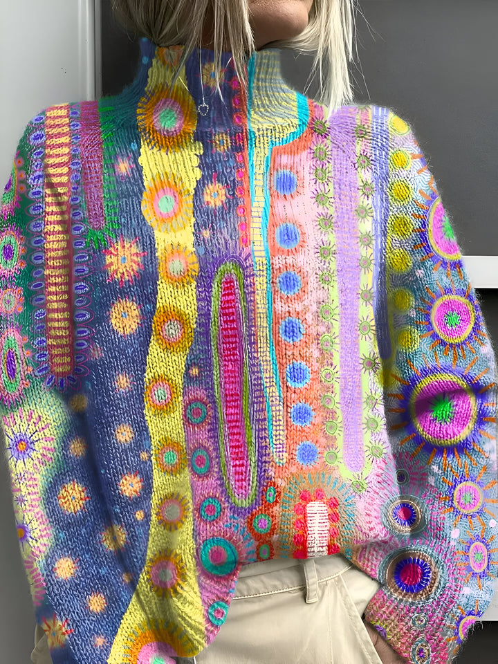Edith - Sweter z golfem Patchwork
