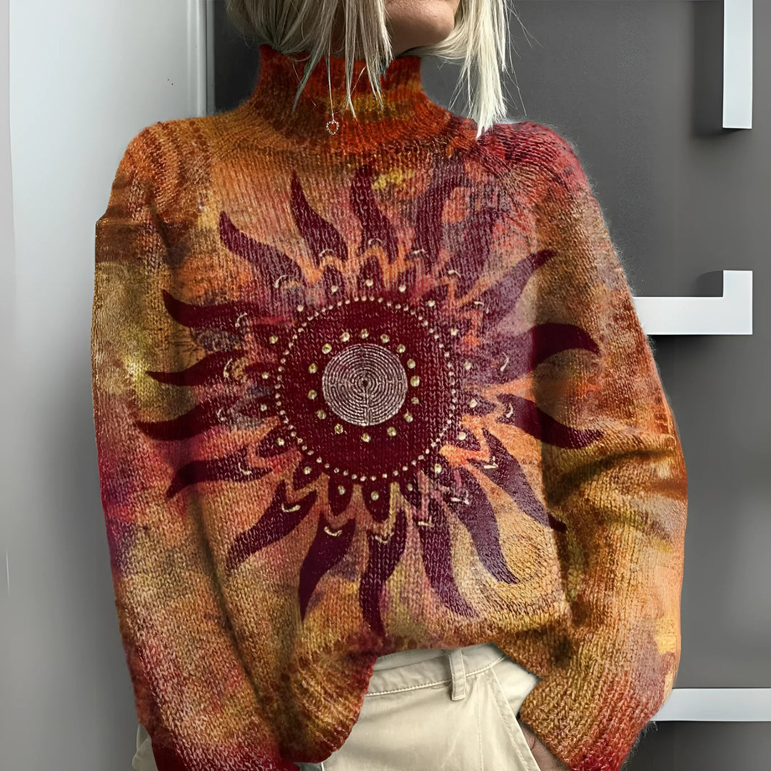 Edith - Sweter z golfem Patchwork