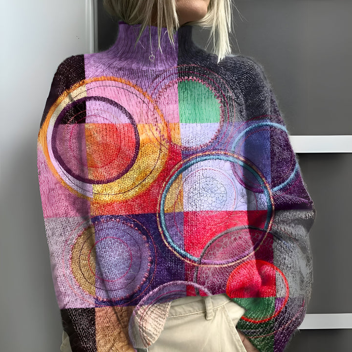 Edith - Sweter z golfem Patchwork