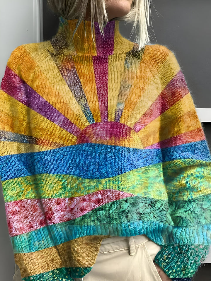 Edith - Sweter z golfem Patchwork