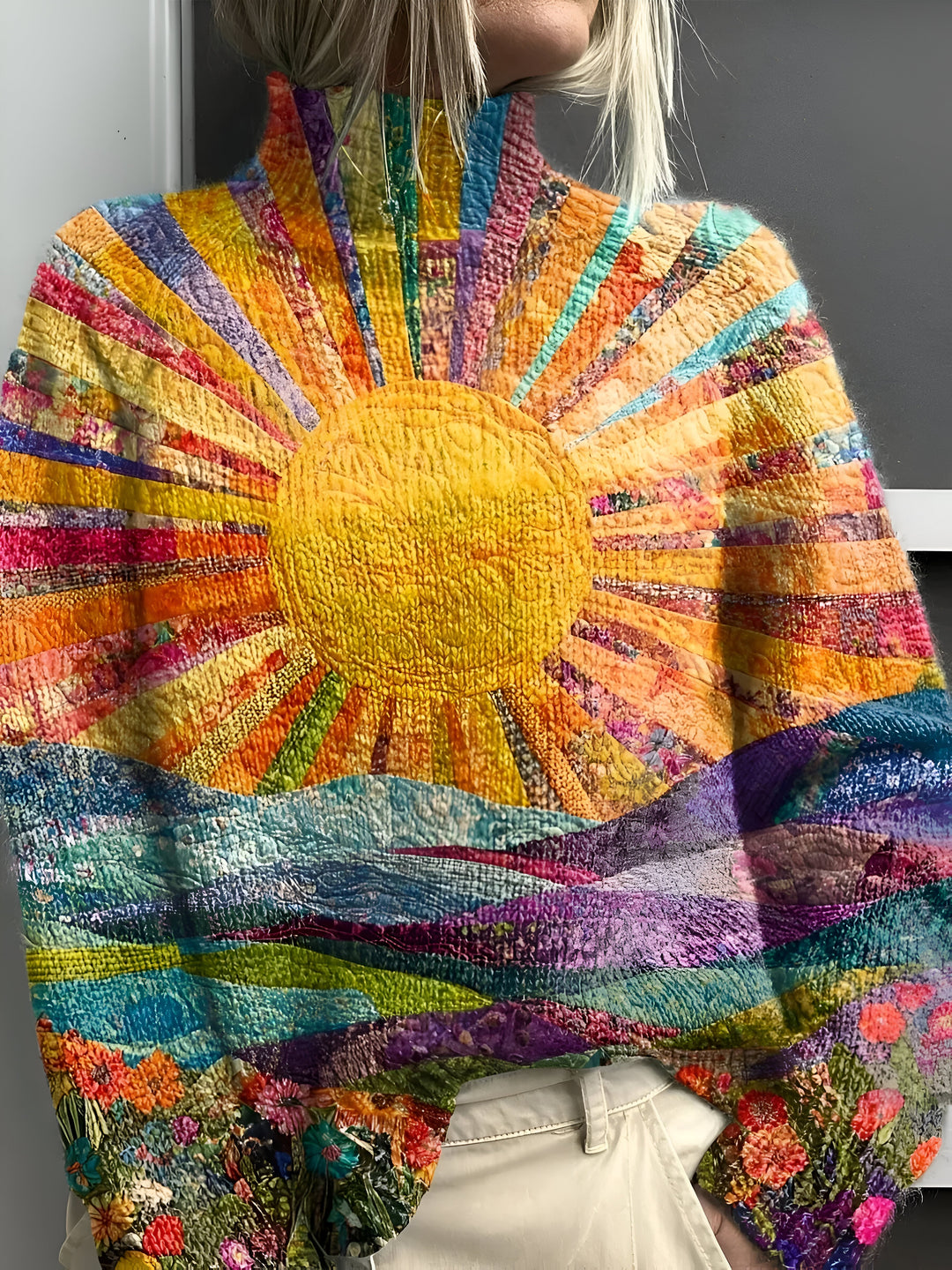 Edith - Sweter z golfem Patchwork