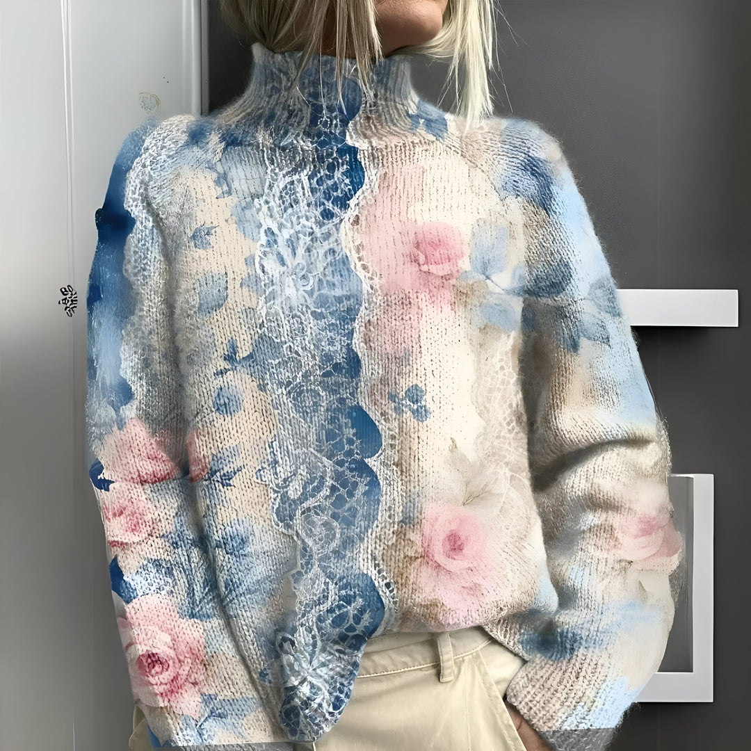 Edith - Sweter z golfem Patchwork
