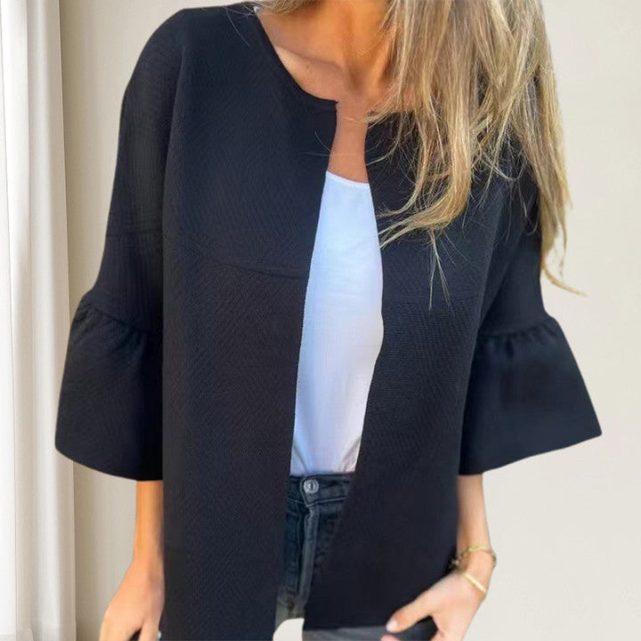 Brooke | Kurtka damska z okrągłym dekoltem i modnymi rękawami typu flare